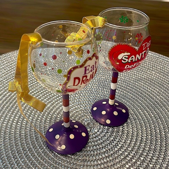 Set of Wine Glass Christmas Ornaments - Picture 3 of 11
